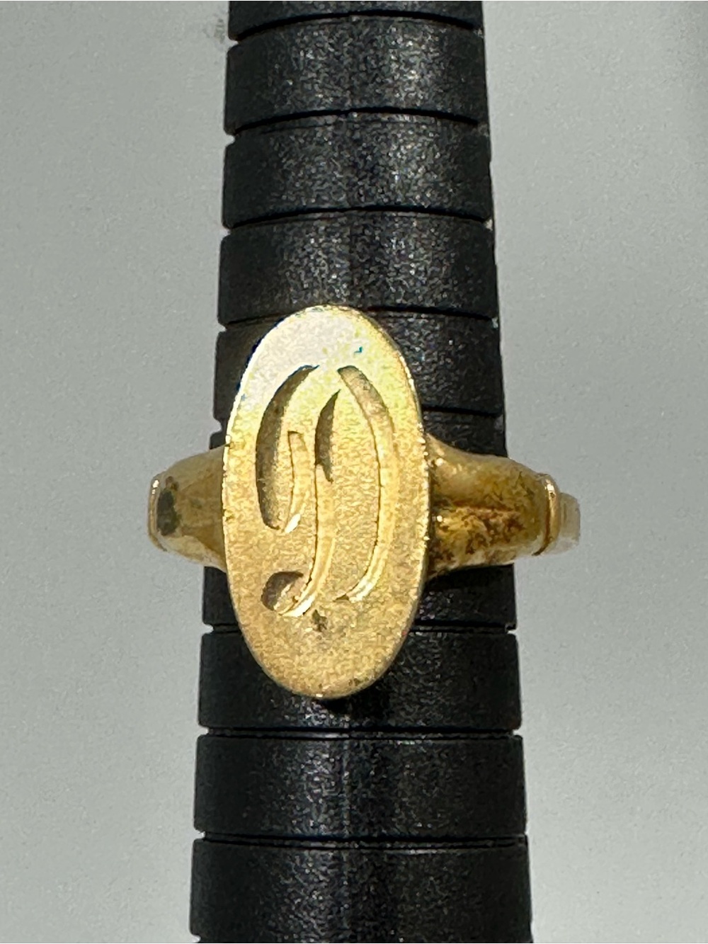 Vintage Gold Tone Initial Letter D Signet Ring Retro Costume Jewelry Adjustable